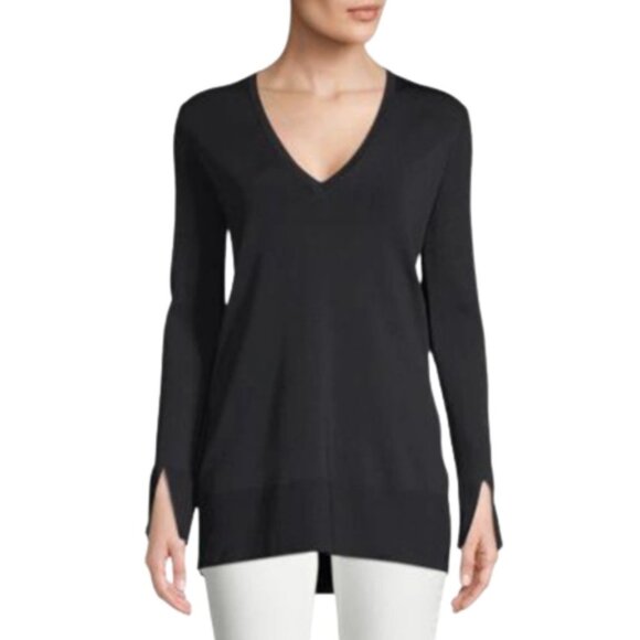 Theory Britona Lustrate Oversized Sweater Womens Medium Black V-Neck Long Sleeve - Picture 11 of 11